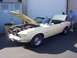 2002 Ford Mustang - Cream-colored 1969 Ford Mustang convertible displayed with its hood and trunk open.