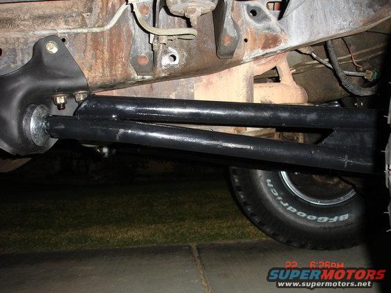 Undercarriage view showing suspension arms, frame, and a BFGoodrich tire