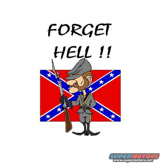 Cartoon confederate soldier with rifle and flag