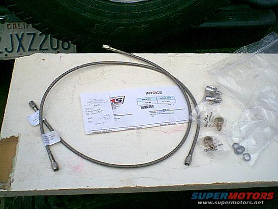 newbrakelines.jpg Well i wanted to get extended lines and all the prepacked kits were $100 and up. i visited Teegarden Motorsports Specialties here in sacramento and got new 28" lines, frame adapters, caliper adapter and copper seals for $35.