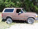 1995 Ford Bronco - A brown 1995 Ford Bronco is parked outdoors, displaying its side profile with off-road tires and a white top.