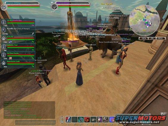 screenshot0215.jpg I getting so hot and tired from dancing. Just then they annouced a Mount race out side.  So I used this opportunity to go outside for some air.  There was all kinds of beasts out there. I didnt see the actual race. I was in no shape to be running around or driving my speeder.