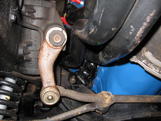 Exhaust headers and steering linkage detail