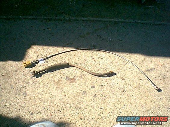 newrearbrakeline.jpg here is the rear flex line the stock on the bottom and the new on th top.