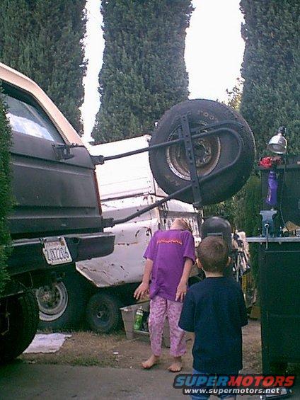 mounderthespare.jpg Kids playing "Limbo" under the spare tire.