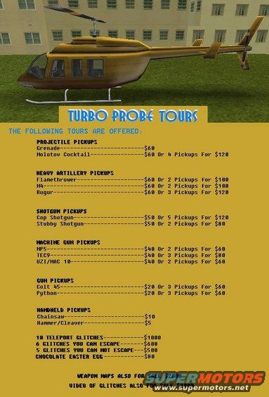Yellow helicopter with "Turbo Probe Tours" text below