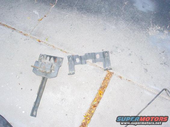 Two metal brackets on concrete