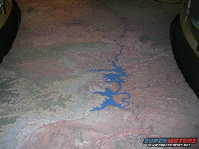 topographical map model of a river and canyon landscape