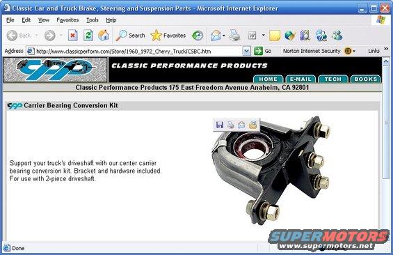 Center carrier bearing conversion kit with bracket and hardware