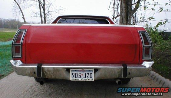 1973 Ford Ranchero rear view with chrome bumper and Texas license plate 9DS J20