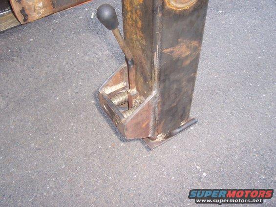 rear support jack down in position, with "drop leg" up inside jack