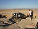 1996 Ford Bronco - Ford Bronco attempting a difficult maneuver in a desert off-road park.