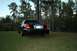 1999 Lincoln Town Car - Rear view of a black sedan with a green stripe on the trunk, parked on a grassy lawn.