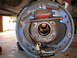 1979 Ford F-150 - The internal components of a vehicle's drum brake system are shown, including the brake cylinder and springs.