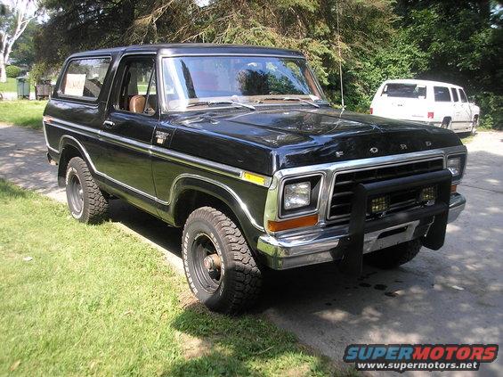 Black 1978 Ford Bronco with chrome grille and bull bar