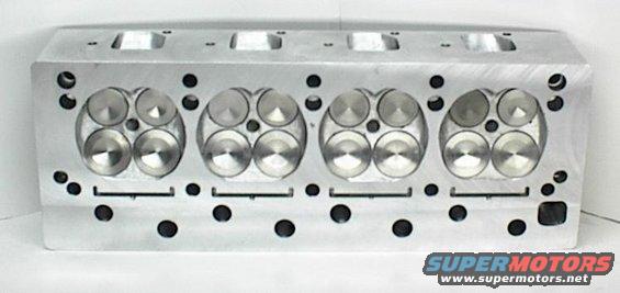 Aluminum V8 engine cylinder head with four intake and four exhaust valves visible