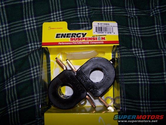 Pair of black Energy Suspension swaybar bushings in packaging