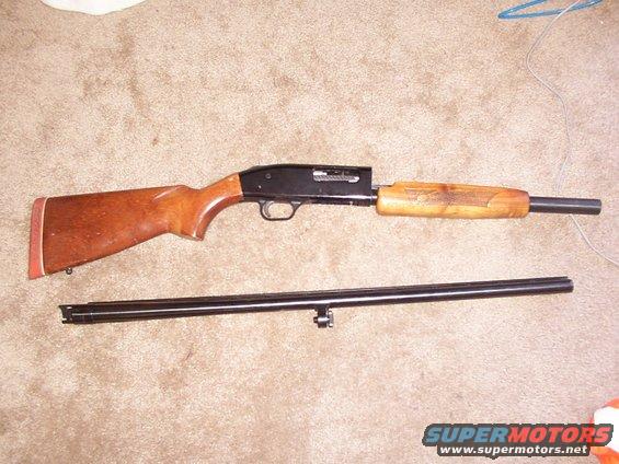 Disassembled shotgun with wooden stock and separate barrel