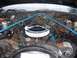 1999 Ford Crown Victoria - Engine bay with aftermarket air cleaner and blue strut tower brace.