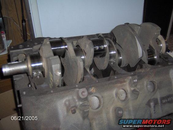 Engine block with crankshaft installed
