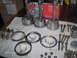 1978 Ford Bronco - Engine pistons, connecting rods, and related parts are laid out on a cloth for assembly.