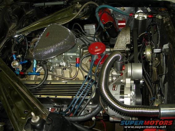 Serpentine conversion from existing 5.0L parts.  Very handy.