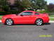 2006 Ford Mustang - A red Ford Mustang coupe is seen from the side, with a GT badge on the fender.