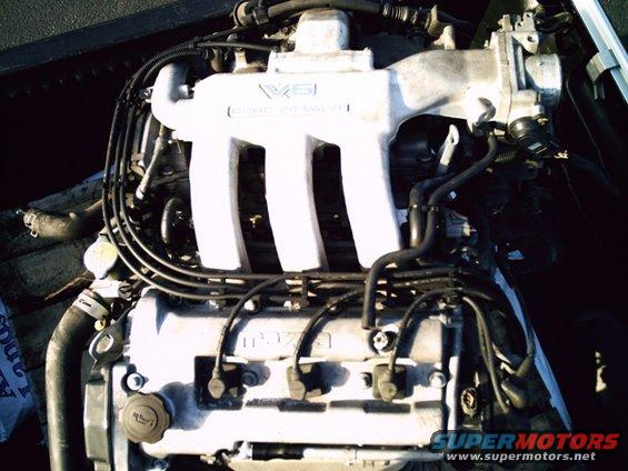 Mazda V6 engine with intake manifold and spark plug wires