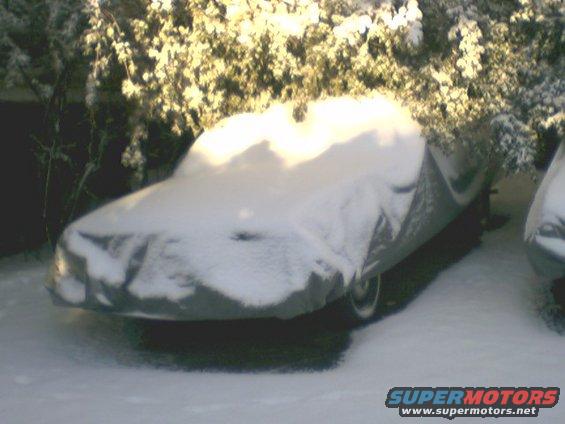 1973 Ford Ranchero covered in snow, 3q-front view