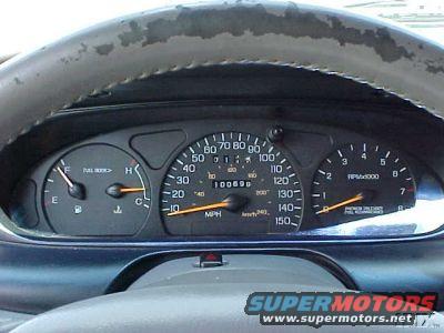 Car dashboard with speedometer, fuel gauge, and tachometer. Odometer shows 100696 miles