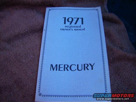 1971 Mercury Registered Owner's Manual cover
