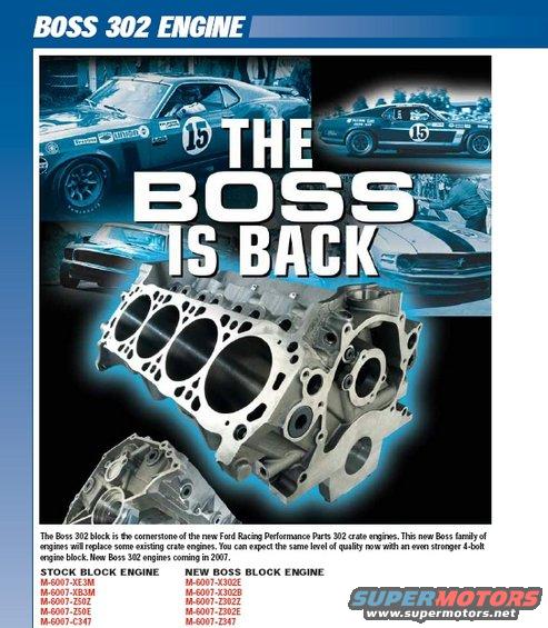 Engine block with "The Boss Is Back" text