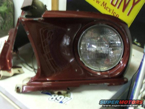 Red fender with headlight, 1965 Ford Mustang part