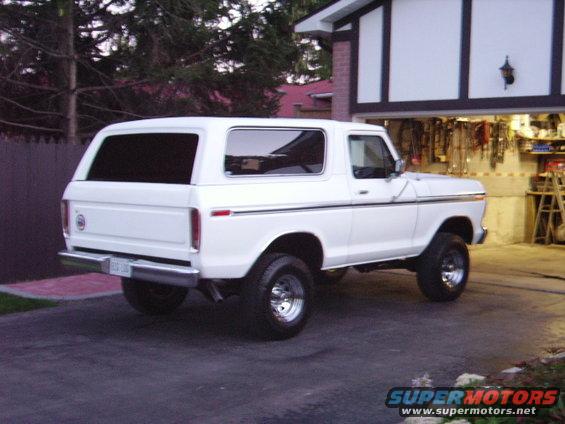 White 1978 Ford Bronco rear 3/4 view