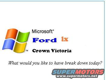 Microsoft Windows logo with text 'Ford lx Crown Victoria' and a humorous question
