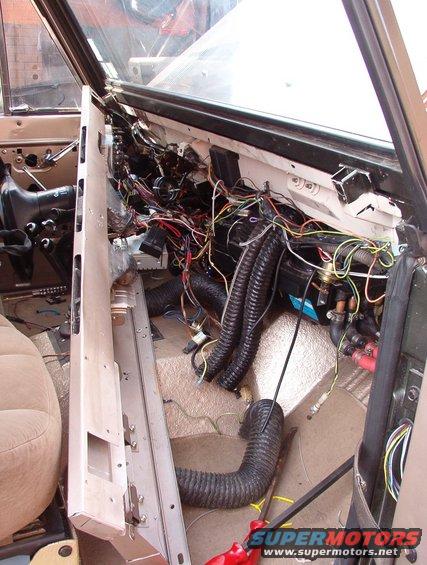 02dashoff.jpg After those fixes, I also have to sort out this MESS.  The guy who installed the old dash (I was planning on building a totally new one) just zip-tied all the wires up, but he didn't bother to sort, untangle, arrange, or shorten them to fit.