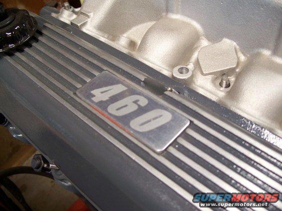 Close-up of a valve cover with a '460' badge