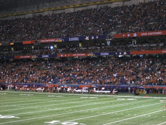 Crowded stadium during the Alamo Bowl in San Antonio
