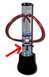 1990 Ford Bronco - A water pipe with red hoses and a black base is shown, with a red arrow indicating a label.