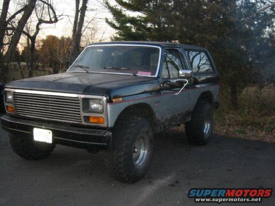 Ford Bronco with aftermarket grille and raised suspension