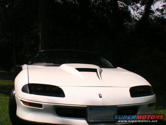 1996 Chevrolet Camaro front view with aftermarket hood scoop