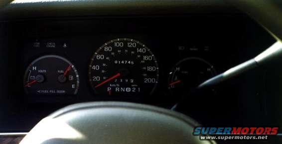 11.jpg Metric speedometer that comes w/ the GCC Specs (and Canadian Specs?). GCC Specs don't have a top speed limiter and they are capable of going up to 200km/h (125mph). Though, it does go a bit off the scale, so I would assume its about 210-220 km/h (131-138mph). This is a snap from the Orange County Vic.