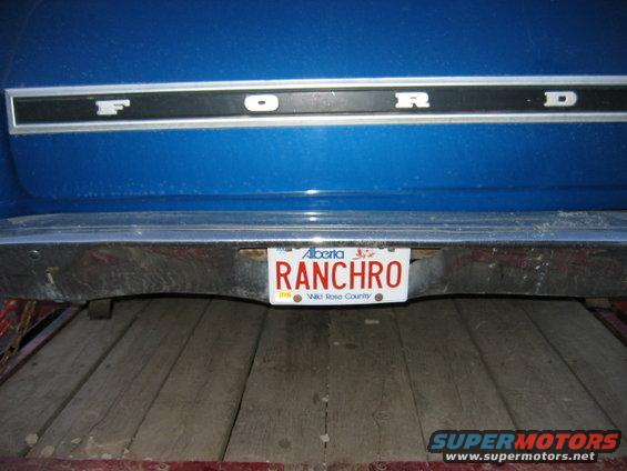 Blue Ford Ranchero rear with Alberta license plate