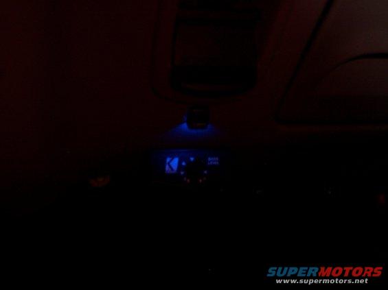 108_0759.jpg I mounted a little blue LED to light up the bass control know for the subwoofer at night. It's wired to come on with the instrument panel lights