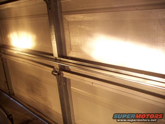 garage door with lights on