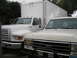 1999 Ford F-800 - Two white trucks are parked closely together outdoors, with one partially obscuring the other.