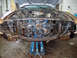1972 Ford Ranchero - Front end of a 1972 Ford Ranchero disassembled, showing the engine and radiator area.
