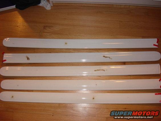 Brand new door moldings, color WHITE

A few spots of discoloration can be seen, but can easily be painted over. 


