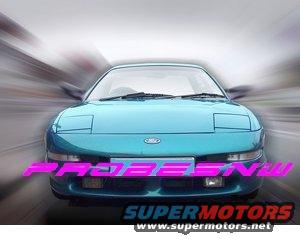 Teal coupe, front view, pop-up headlights up. Text overlay says 'PASENW'. Supermotors.net logo at bottom
