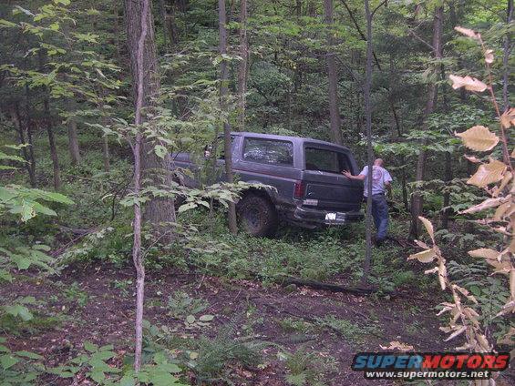 1989 Ford Bronco off-road in woods